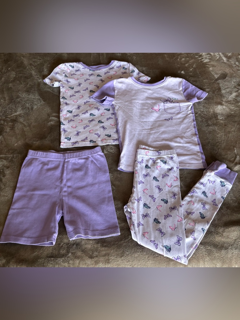 Lavender Butterfly 4-Piece Kids Pajama Set